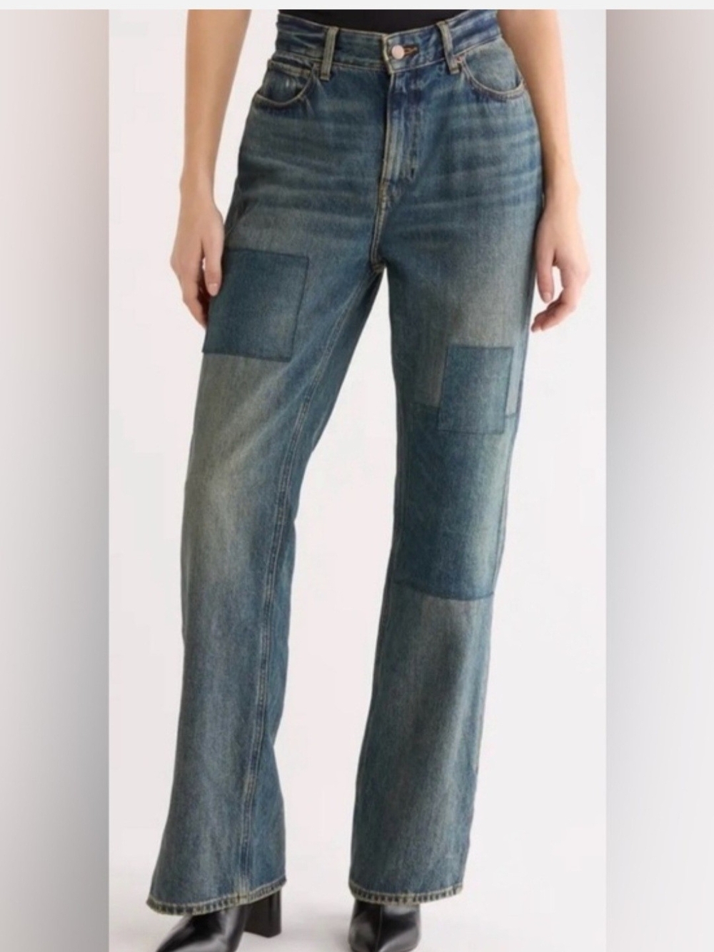Good American (The Khloe Jean) Indigo Blue Patch Work Jeans